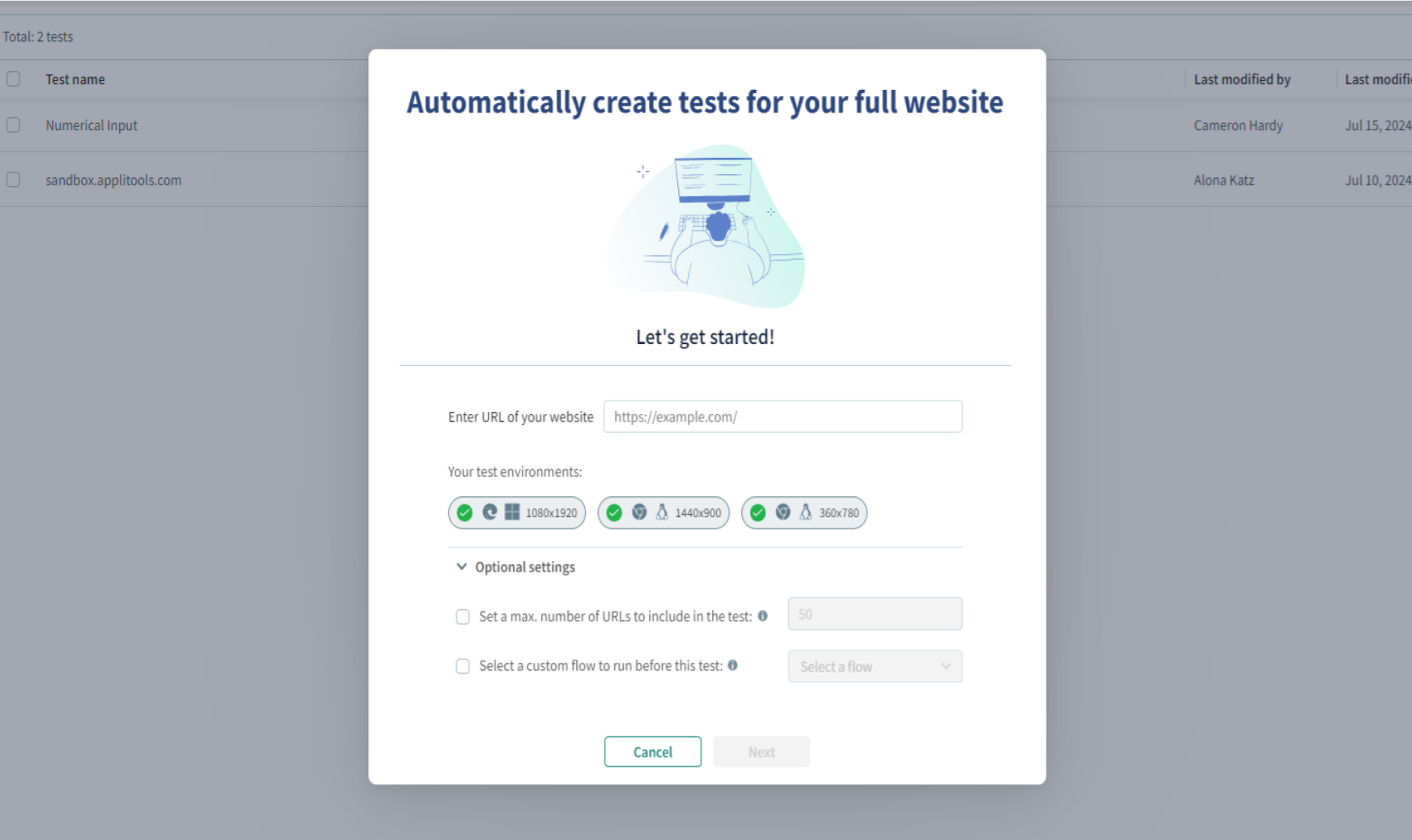 Screenshot showing Autonomous site crawler setup